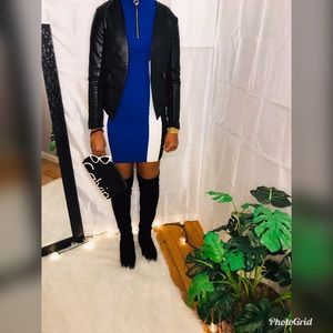 Black, Blue, and White Moto Dress 👗